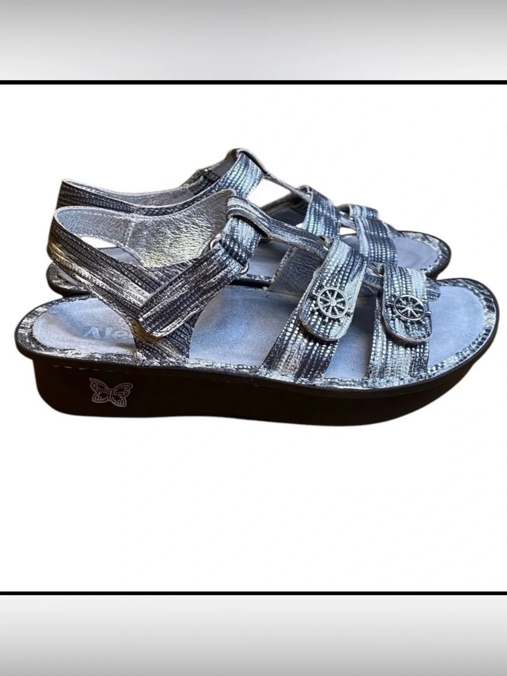 Alegria Kleo Silver Leather Wrapture Sandal Women’s Size 37 Eu or 7-7.5 U.S.